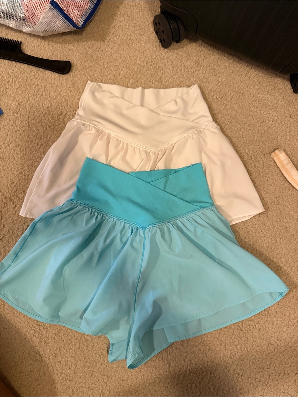 Women's Skater Skirt-Style Shorts Duo in White and Light Blue